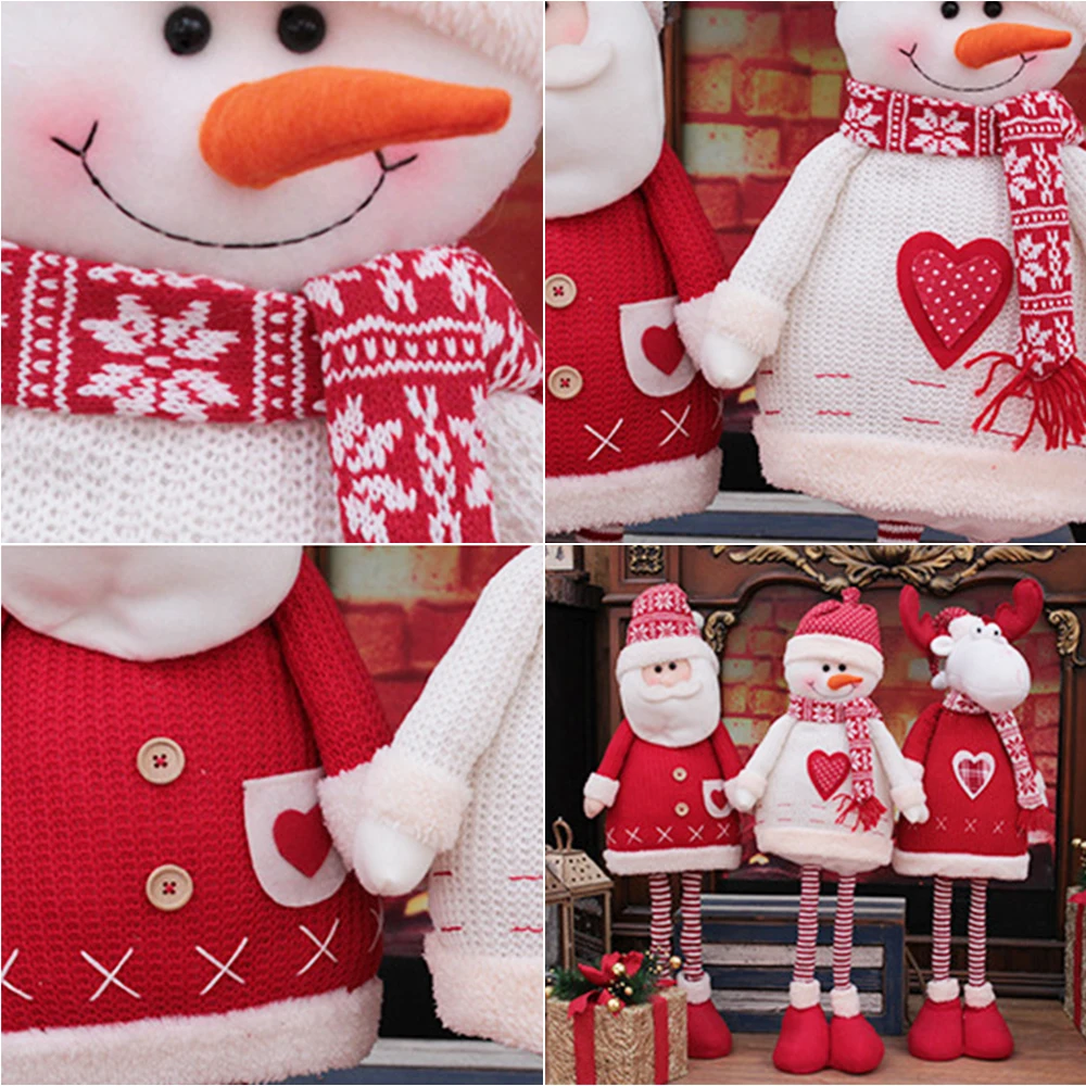 Голям Размер На Коледни Кукли Разтегателен Дядо Коледа, Снежен Човек Лосове Играчки, Коледни Фигурки Коледен Подарък За Едно Дете Червен Коледен Коледа Орнамент Изображение 4