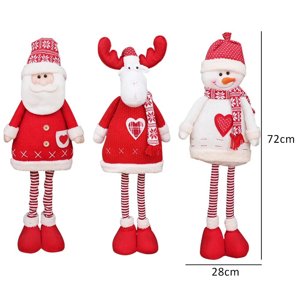 Голям Размер На Коледни Кукли Разтегателен Дядо Коледа, Снежен Човек Лосове Играчки, Коледни Фигурки Коледен Подарък За Едно Дете Червен Коледен Коледа Орнамент Изображение 5