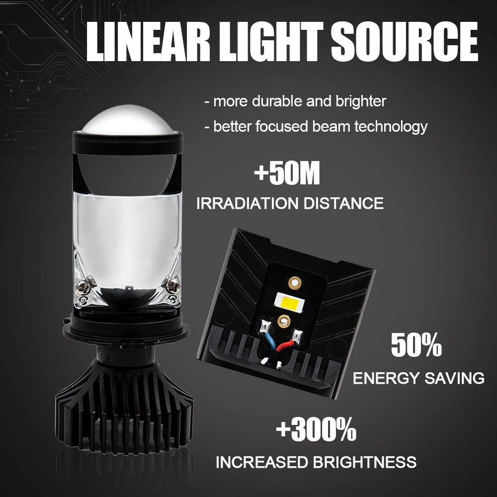 Лампа H4 фаровете на колата E32-T9 - това е универсален led източник на светлина, изработени от чип сдс и конденсаторной лещи, може да подаде 12 от 6000 До точка светлина Изображение 0