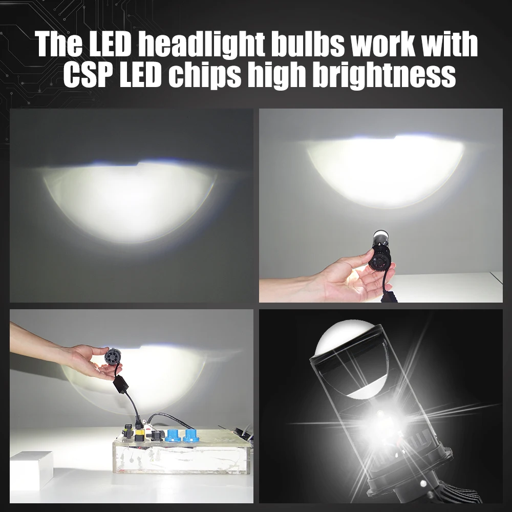 Лампа H4 фаровете на колата E32-T9 - това е универсален led източник на светлина, изработени от чип сдс и конденсаторной лещи, може да подаде 12 от 6000 До точка светлина Изображение 3