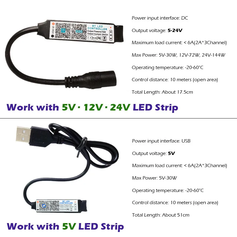 Мини RGB Bluetooth-Съвместим Контролер Музикален Led Лампа Smart APP Control За 3528 smd 5050 COB RGB Лента USB DC 5 В 12 В 24 В Изображение 1