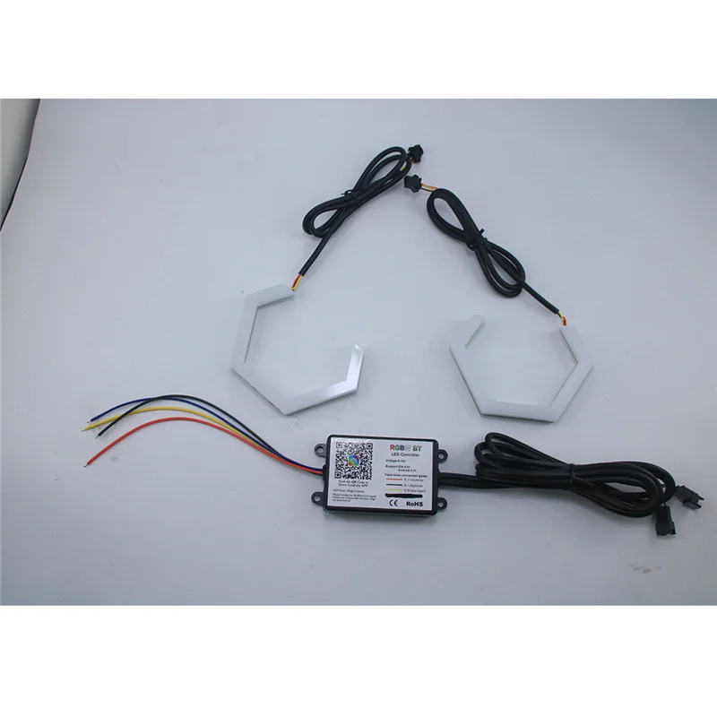 Универсален Автомобилен Лампа LED Angel Eyes DRL Шестостенни Фаровете SMD Concept RGB Симфония Функция за Управление с Контролер Изображение 2