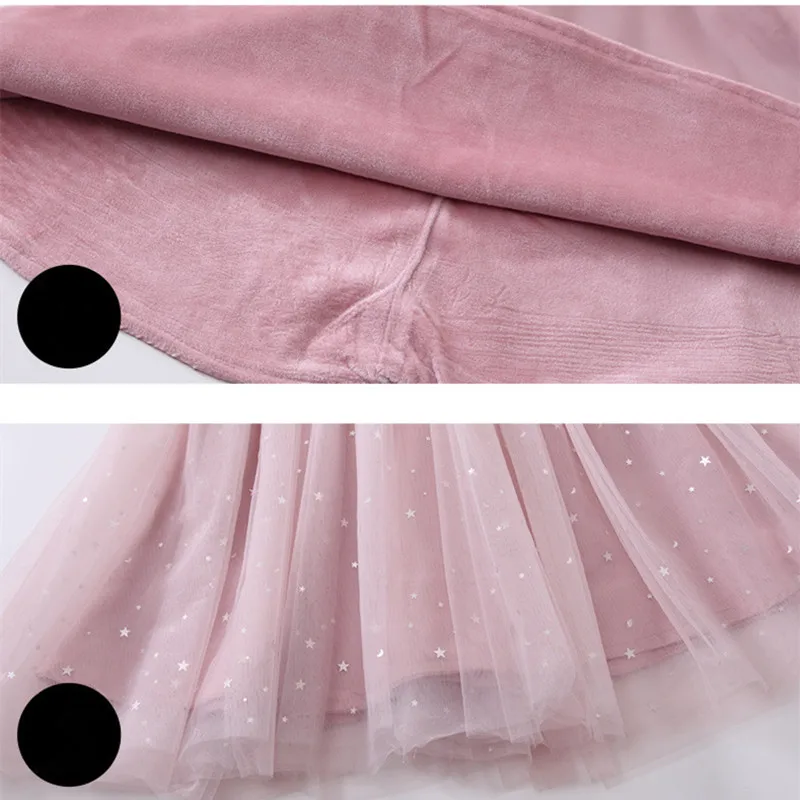 DFXD/Комплекти дрехи за момичета, Модерно Зимно Rose Клетчатое Плюс Бархатное Палто + Мрежест Жилетка в стил мозайка, рокля, Костюм принцеса от 3 до 12 години Изображение 4