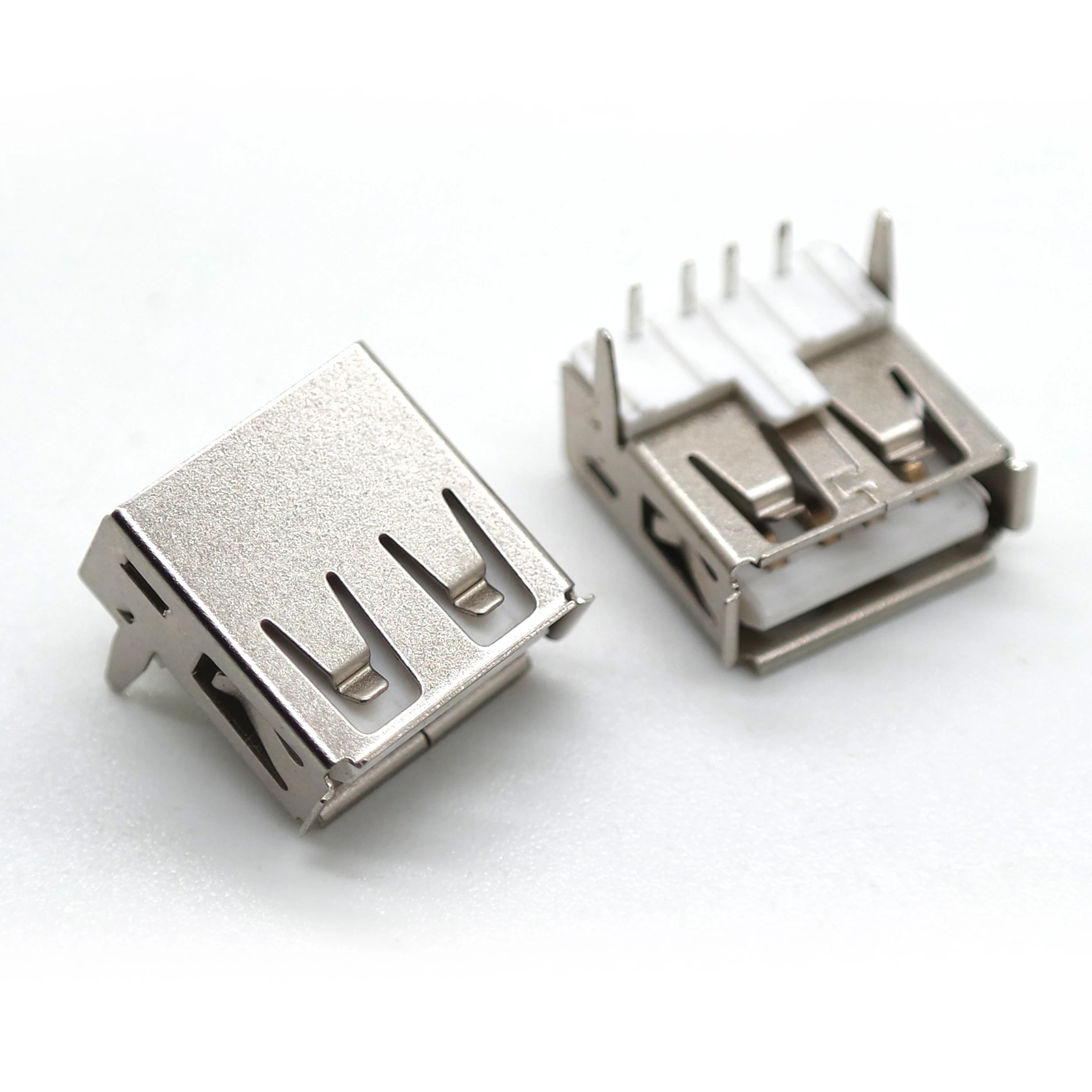 30 бр A / F 90 ° - потопете между пръстите директен USB велпапе железен корпус бяло лепило, без задната капачки на USB женски основен хоризонтален USB конектор Изображение 0