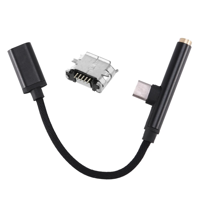 5 бр. Конектор Micro-B USB с конектор 2в1 Type-C към конектора USB-C Aux Кабел за Адаптер за слушалки За Huawei P20 Xiaomi Изображение 1
