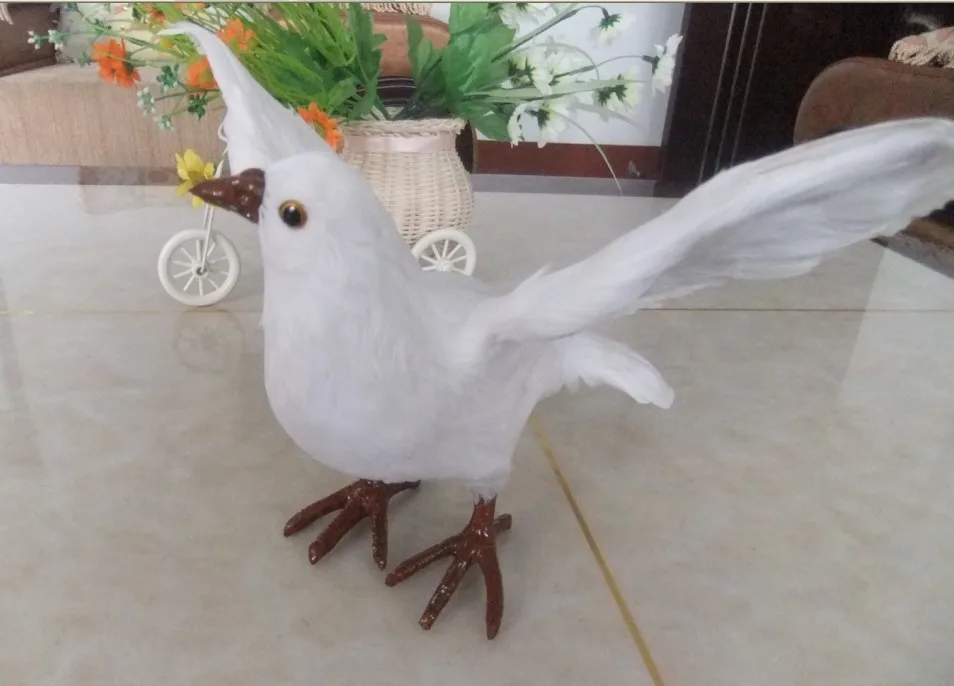 нова симулация играчка гълъби бяла летяща реалистична ръчно птица около 30x16x18 см Изображение 0