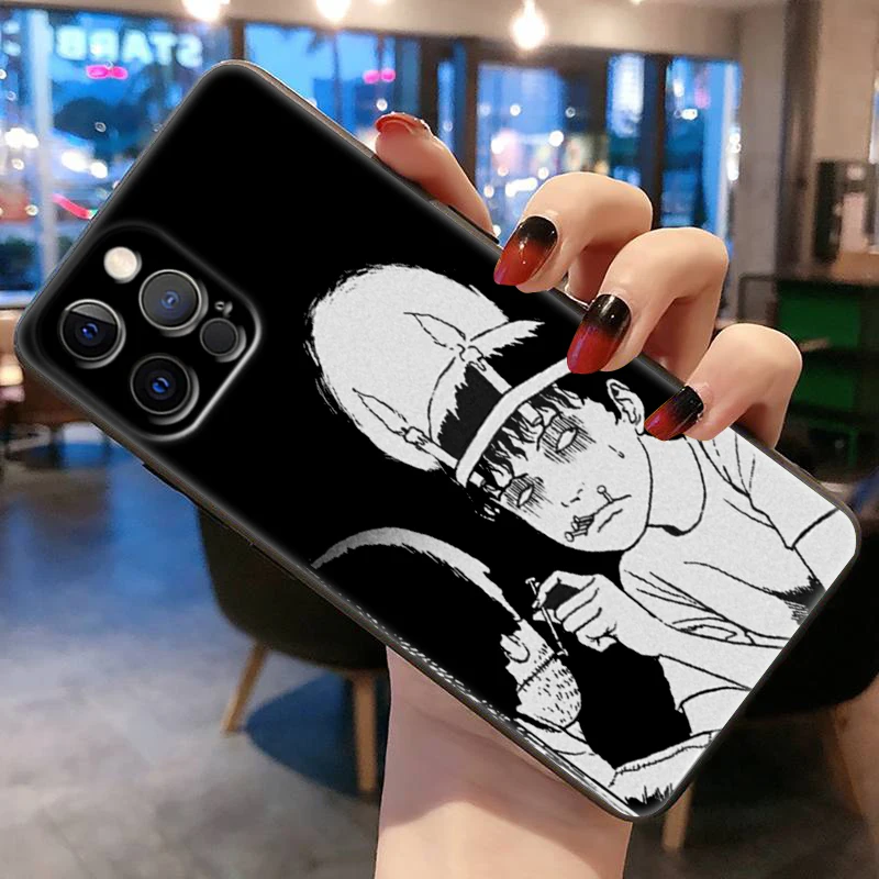 Junji Ito комикси Сладко момче Калъф За Телефон Apple iPhone 14 13 12 11 SE XR XS X 7 8 6 mini Plus Pro MAX 2020 Черен Калъф Изображение 2
