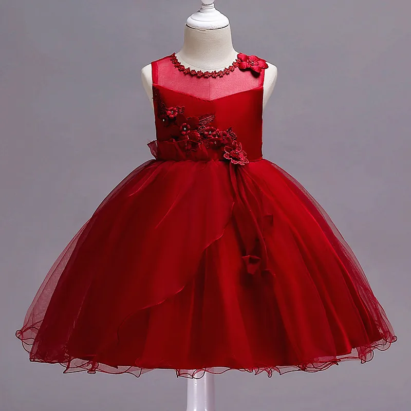 Бебешка рокля Лятото Женствена Рокля на Принцеса Газово рокля с цветен модел за момичета 3-12 години Изображение 0