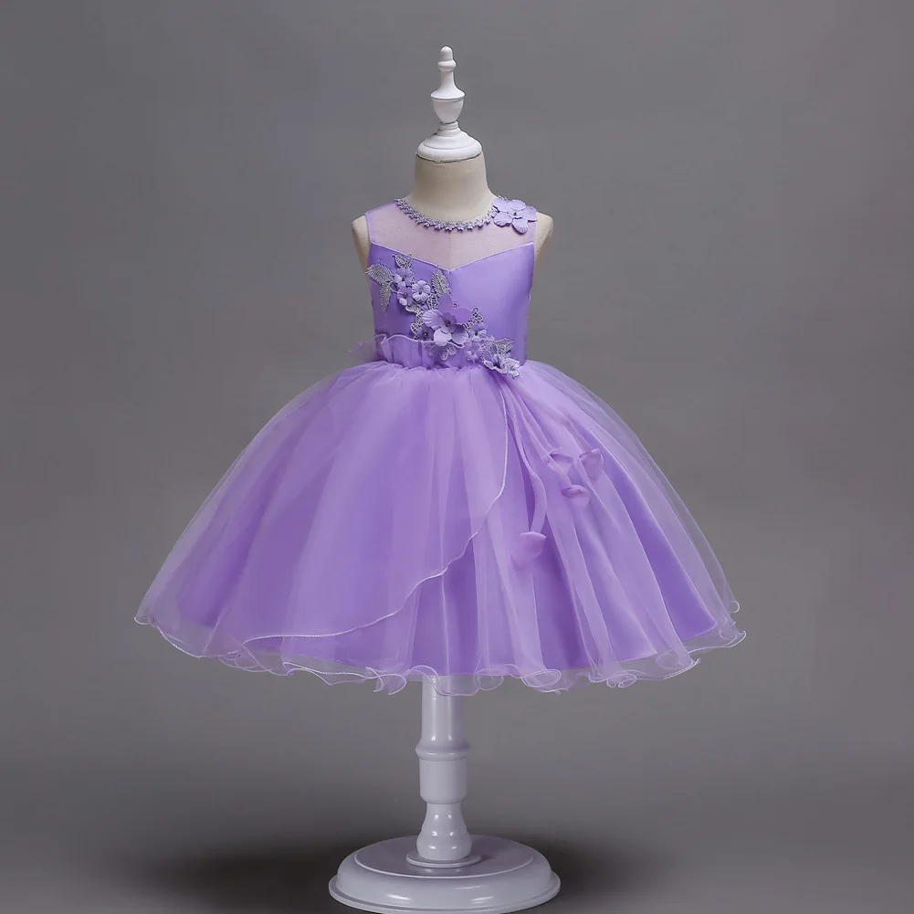 Бебешка рокля Лятото Женствена Рокля на Принцеса Газово рокля с цветен модел за момичета 3-12 години Изображение 2