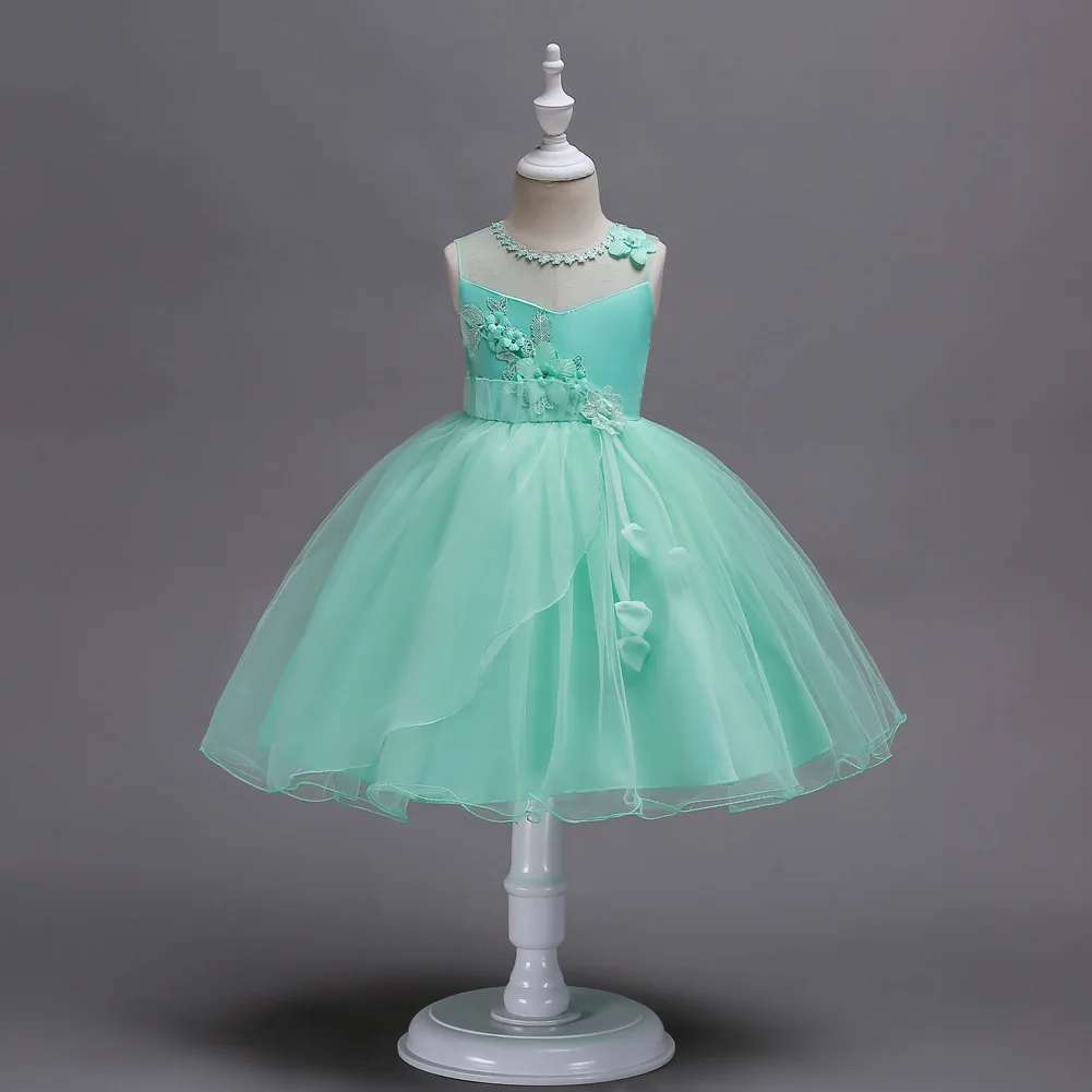 Бебешка рокля Лятото Женствена Рокля на Принцеса Газово рокля с цветен модел за момичета 3-12 години Изображение 3