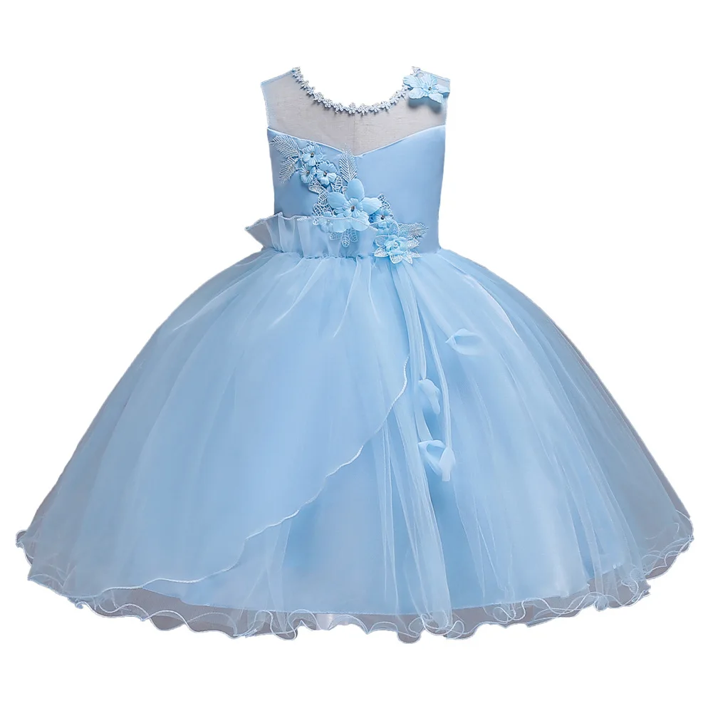 Бебешка рокля Лятото Женствена Рокля на Принцеса Газово рокля с цветен модел за момичета 3-12 години Изображение 4