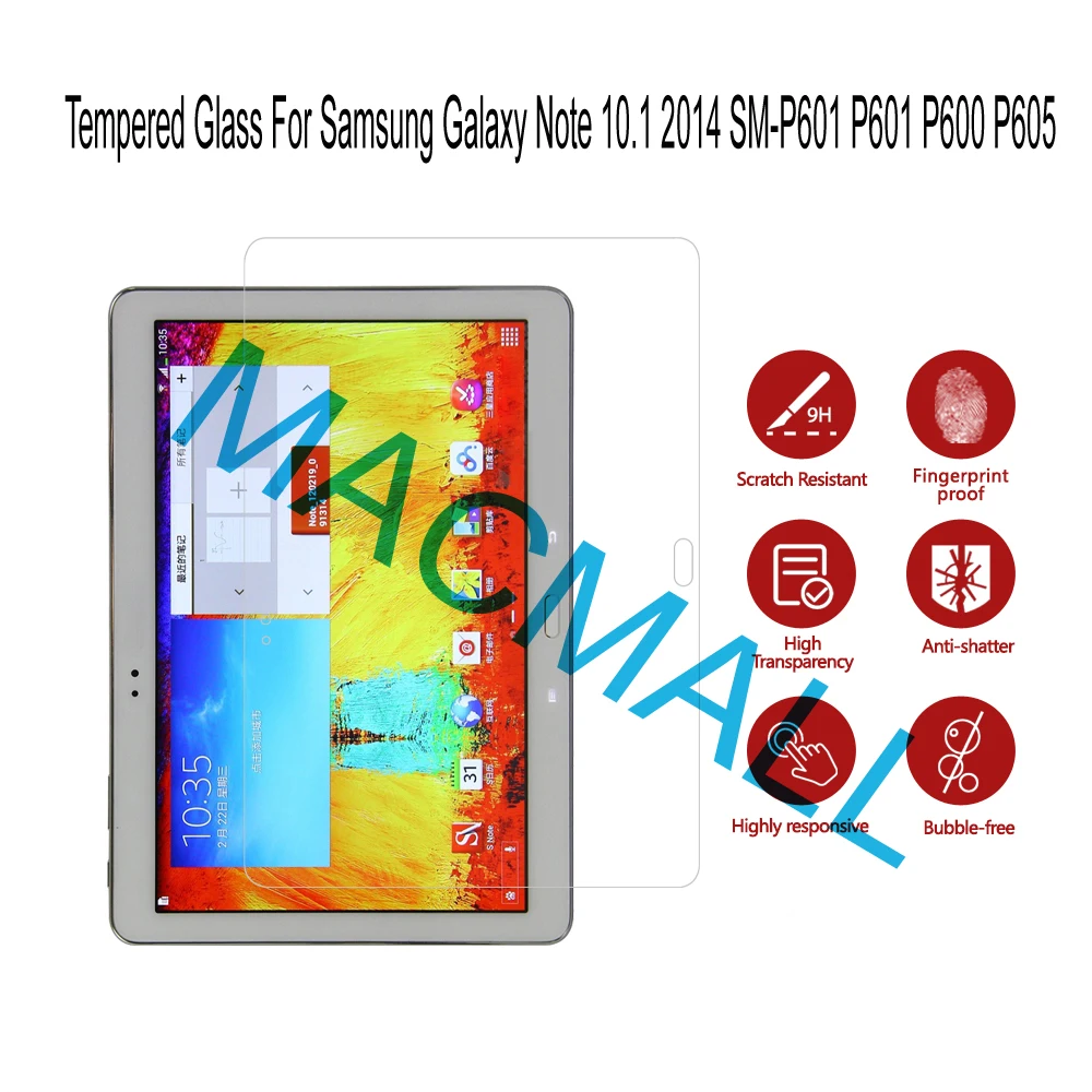 Новост За Samsung Galaxy Tab 2 От 10.1 P5100 P5110 P5113 N8000 Забележка 10,1 2014 P600 P601 P605 Защитно фолио за екран от закалено стъкло Изображение 1